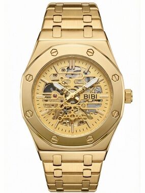 BiBi Gold Tone Skeleton Bracelet Watch
